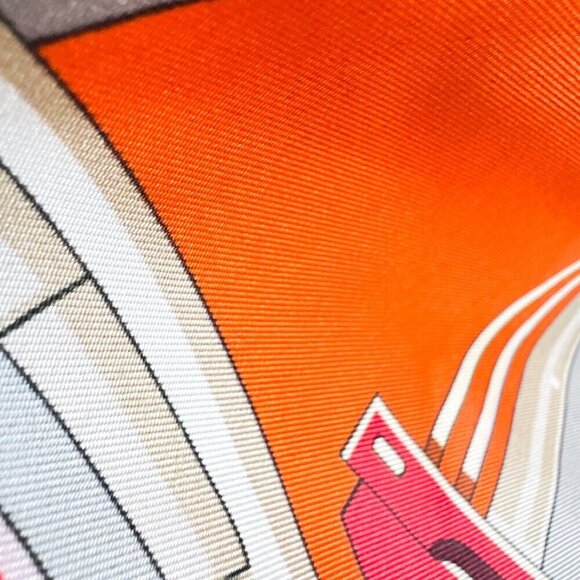 Silk Twill Geometric Print Colourful Hand Rolled Square Scarf - Picture 7 of 10